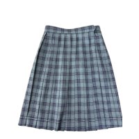 「Ｋａ」プリーツスカート★夏用★グレー×ピンクグリーンライン